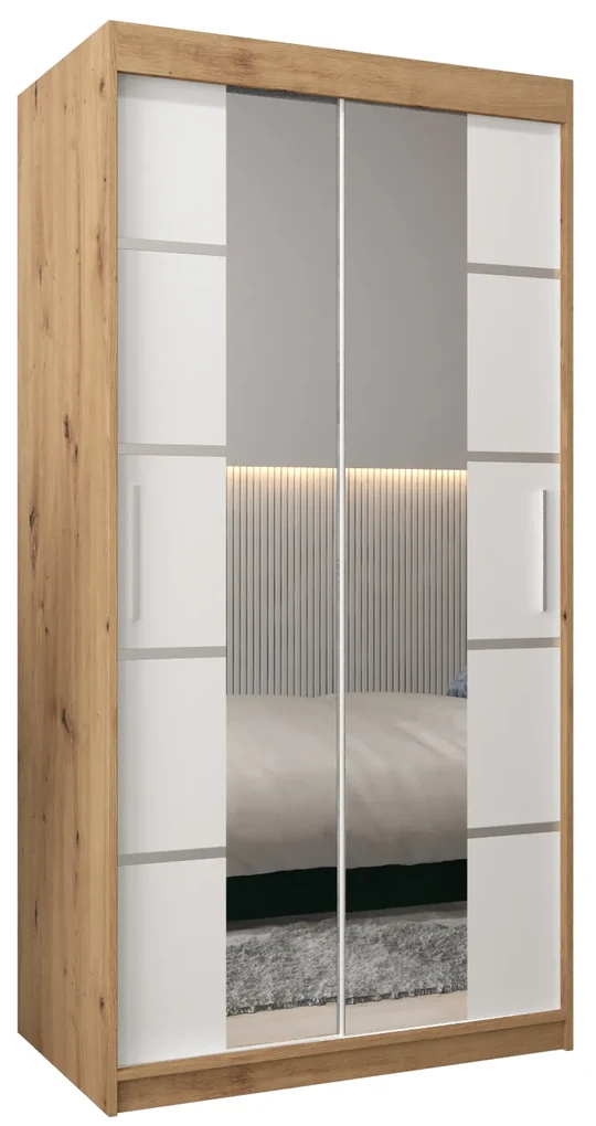 Šatníková skriňa 120 cm Verika 4 120 (dub artisan + biela). Vlastná spoľahlivá doprava až k Vám domov. 1064259