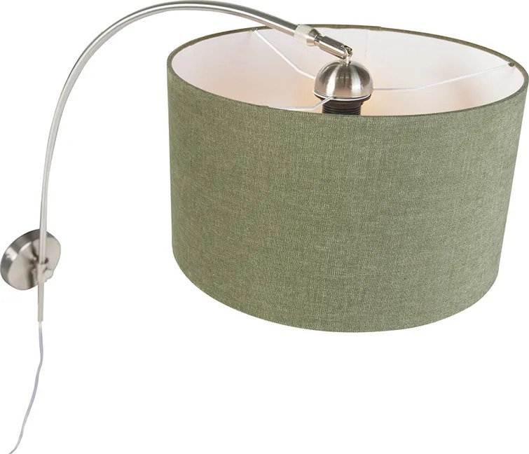 Nástenná oblúková lampa oceľová s tienidlom zelená 35/35/20 nastaviteľná