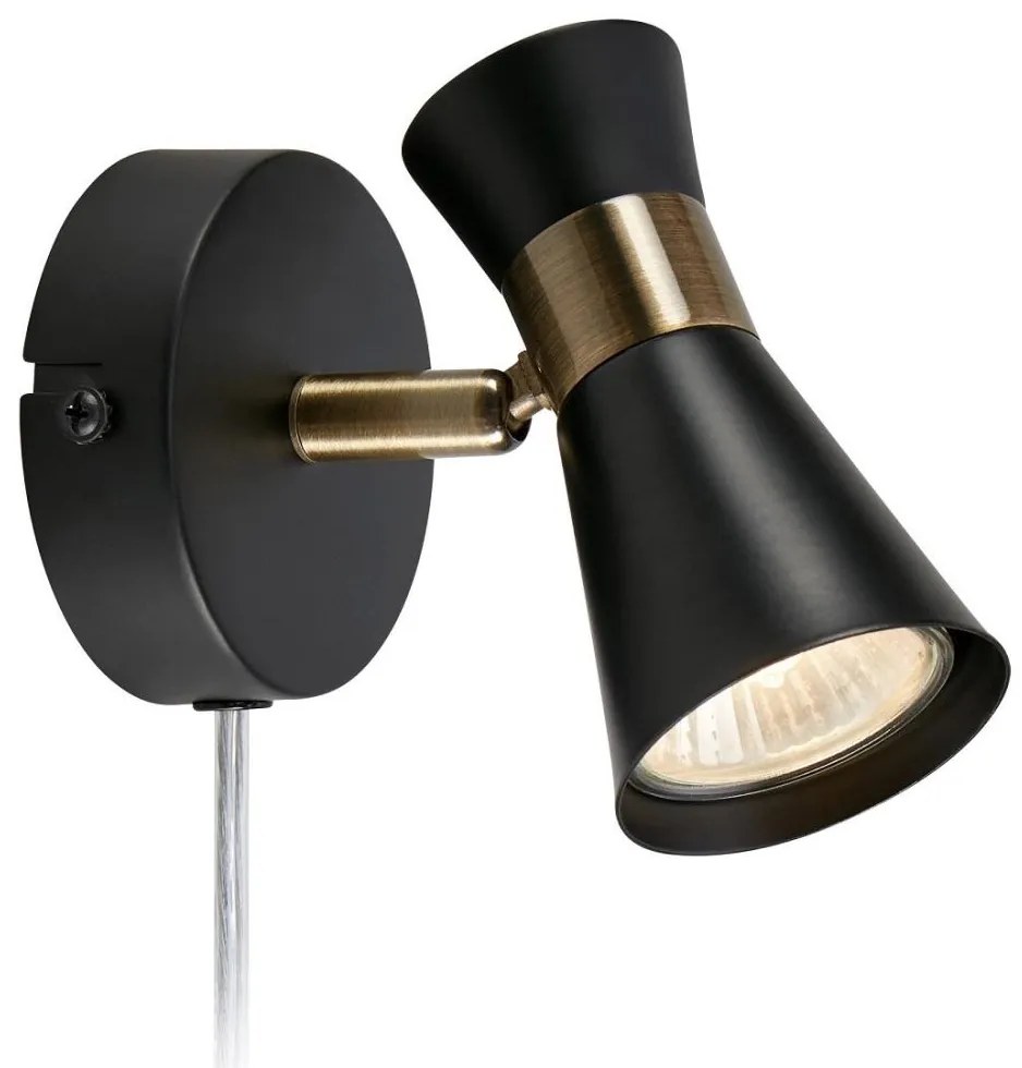 Markslöjd 108625 - Nástenné bodové svietidlo FOLIE 1xGU10/7W/230V čierna/mosadz