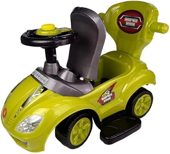 LEAN CARS Detské odrážadlo 3v1 Mega Car s vodiacou tyčou, žlté