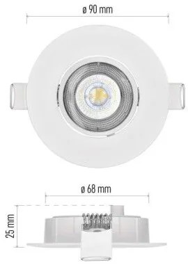 Emos ZD3122 LED SIMMI stropná vstavaná bodovka kruh priemer 90 × 25 mm 5W 450lm 4000K biela