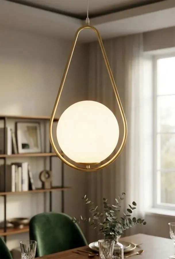 Závesný luster Glamy 46 cm biely/zlatý