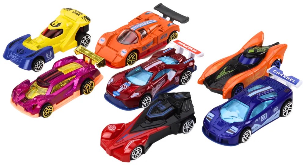 LEAN TOYS Sada športových áut v kufri, doplnky - 50 kusov