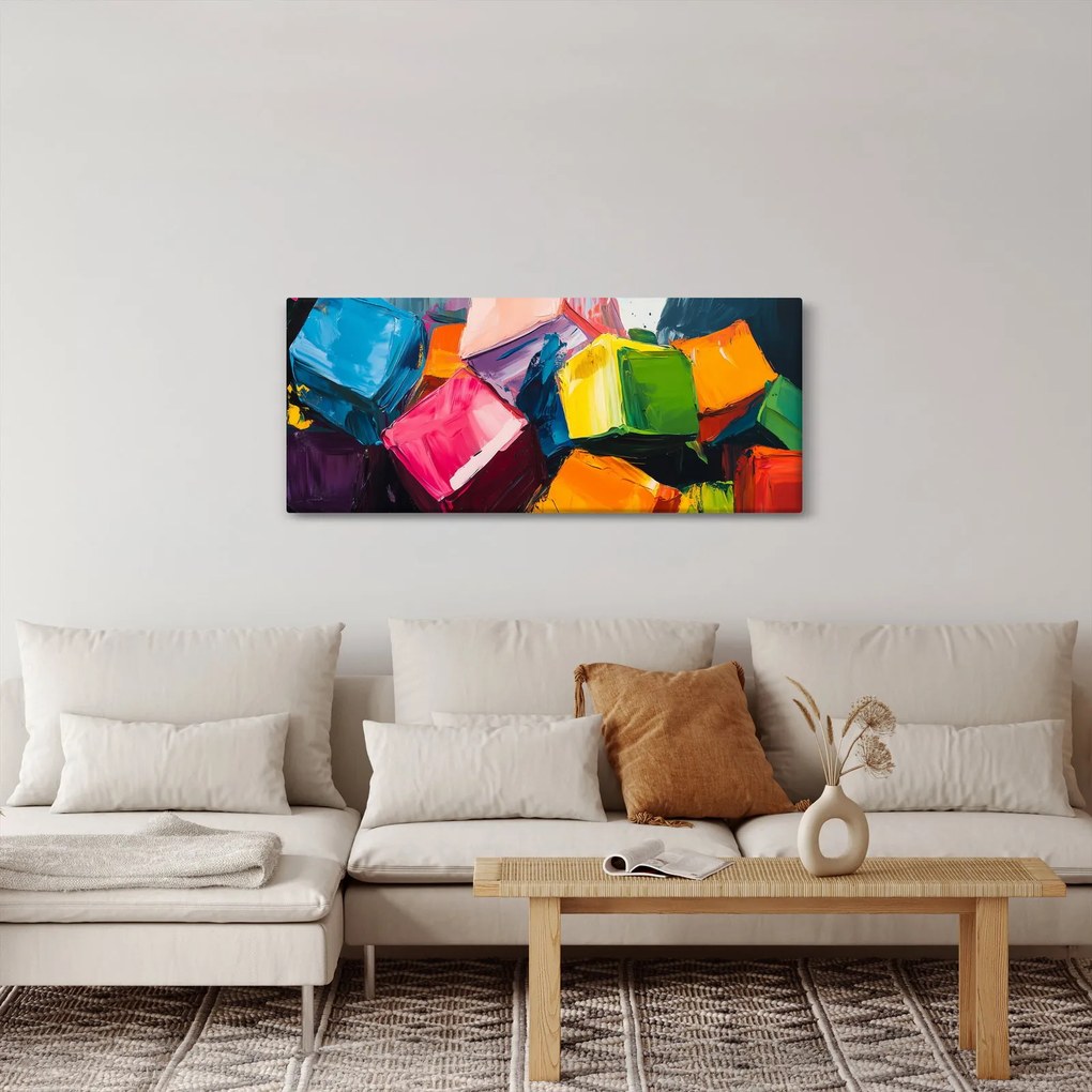 Obraz - Farebné kocky (120x50 cm)