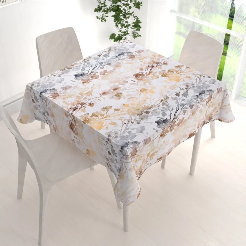 Biante Zamatový štvorcový obrus Tamara TMR-008 Hnedé a sivé popínavé rastliny 100x100 cm