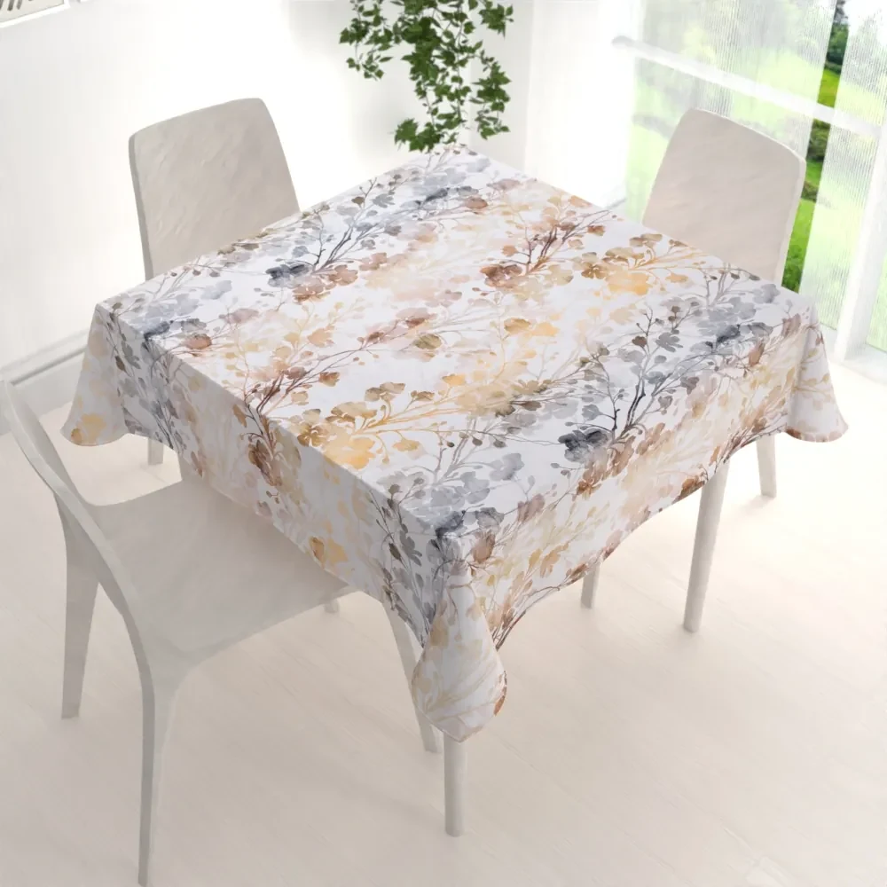 Biante Zamatový štvorcový obrus Tamara TMR-008 Hnedé a sivé popínavé rastliny 80x80 cm