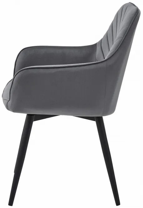 Set dvoch jedálenských otočných stoličiek NANA360 zamatové, tmavosivé (čierne nohy) 2 ks