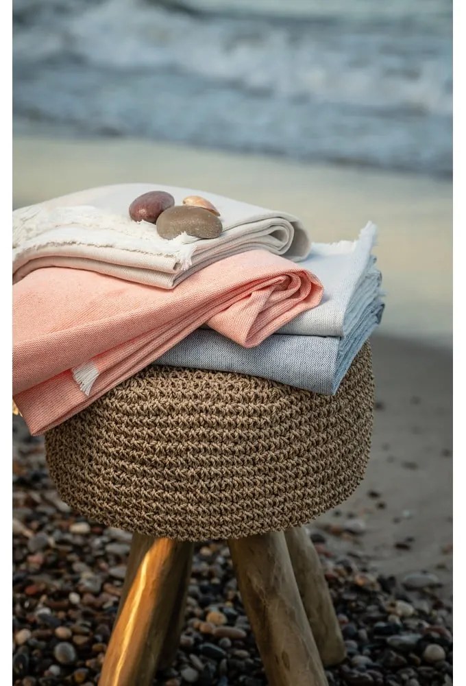 Modrý pléd s podielom bavlny Euromant Summer Linen, 140 x 180 cm