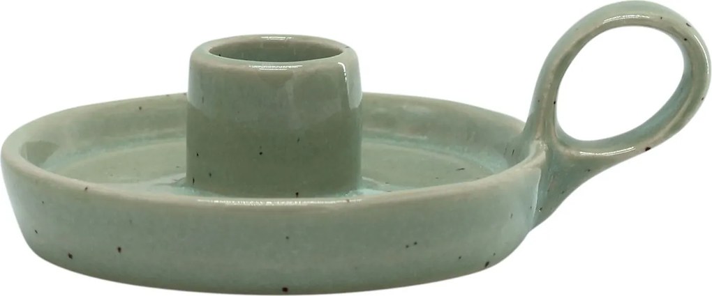 Zelený keramický svietnik s očkom Massy - Ø 10*4 cm