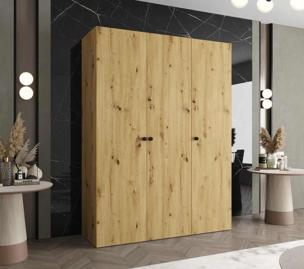 Šatníková skriňa 150 cm Parna 1 (dub artisan + čierna). Akcia -20%. Vlastná spoľahlivá doprava až k Vám domov. 1125866