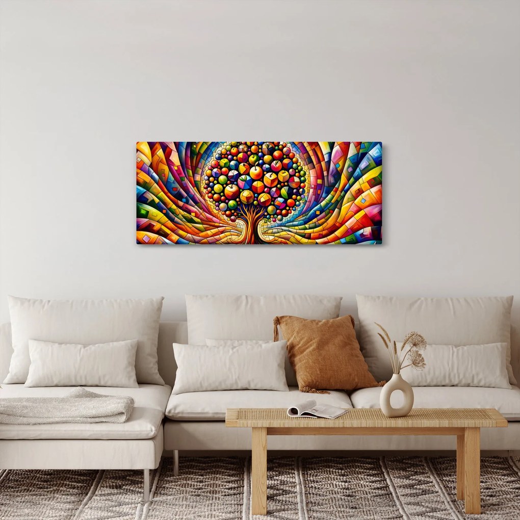 Obraz – Farebný strom s jablkami (120x50 cm)