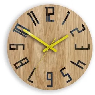 Sammer Dubové nástenné hodiny SLIM- čierna/žltá 33 cm SlimWoodBlackYellow