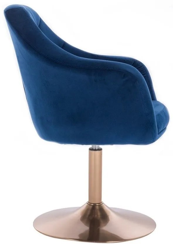 LuxuryForm DESIGN Kreslo ANDORA VELUR na zlatom tanieri - modré