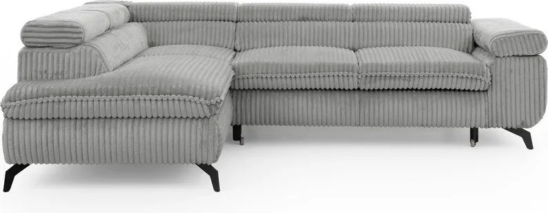 Svetlosivá menčestrová rohová pohovka (ľavý roh/do L) Marbeya – Ropez