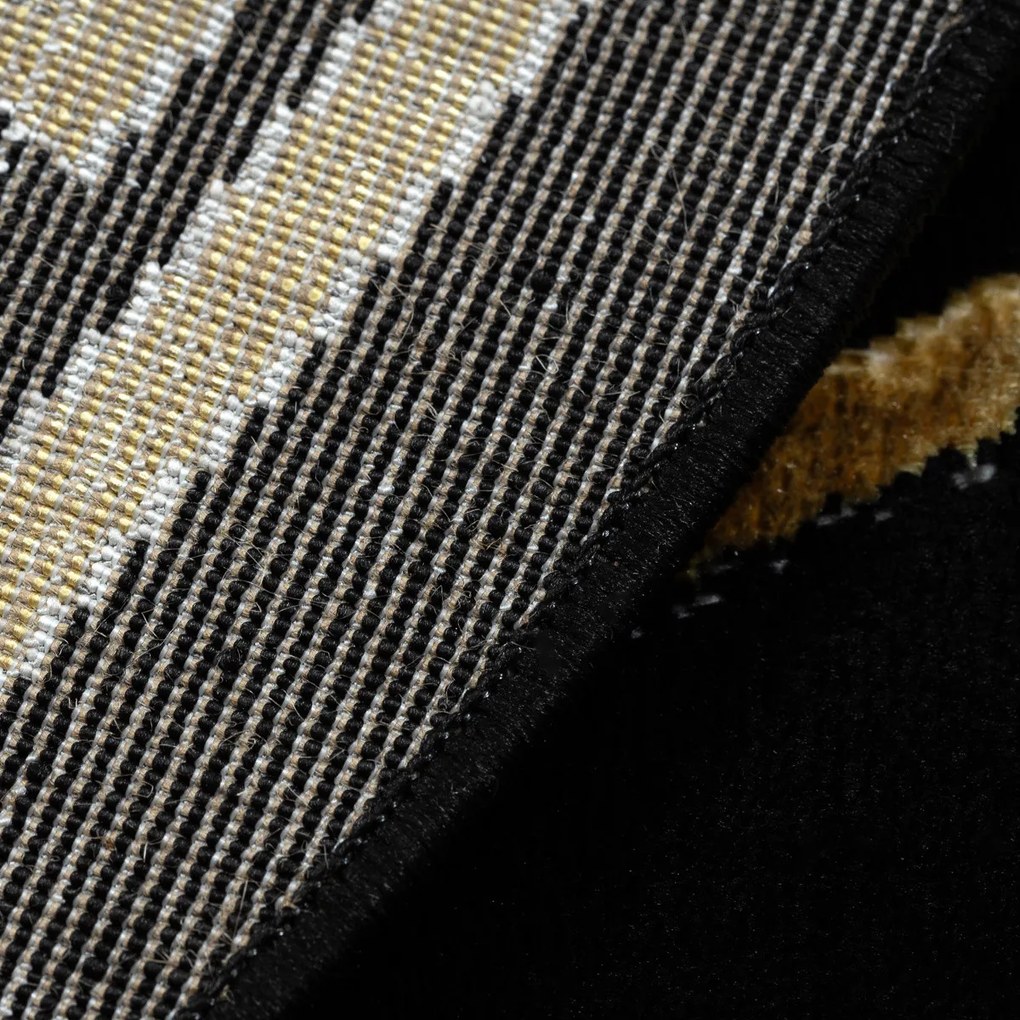 Dywany Łuszczów, Kusový koberec Allure 1968 black/gold kruh, 100x100 (priemer) kruh, čierna, kancelária