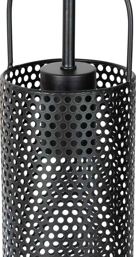 Závesné svietidlo čierne s dymovým sklom 23 cm obdĺžnikové 3-svetlo - Kevin