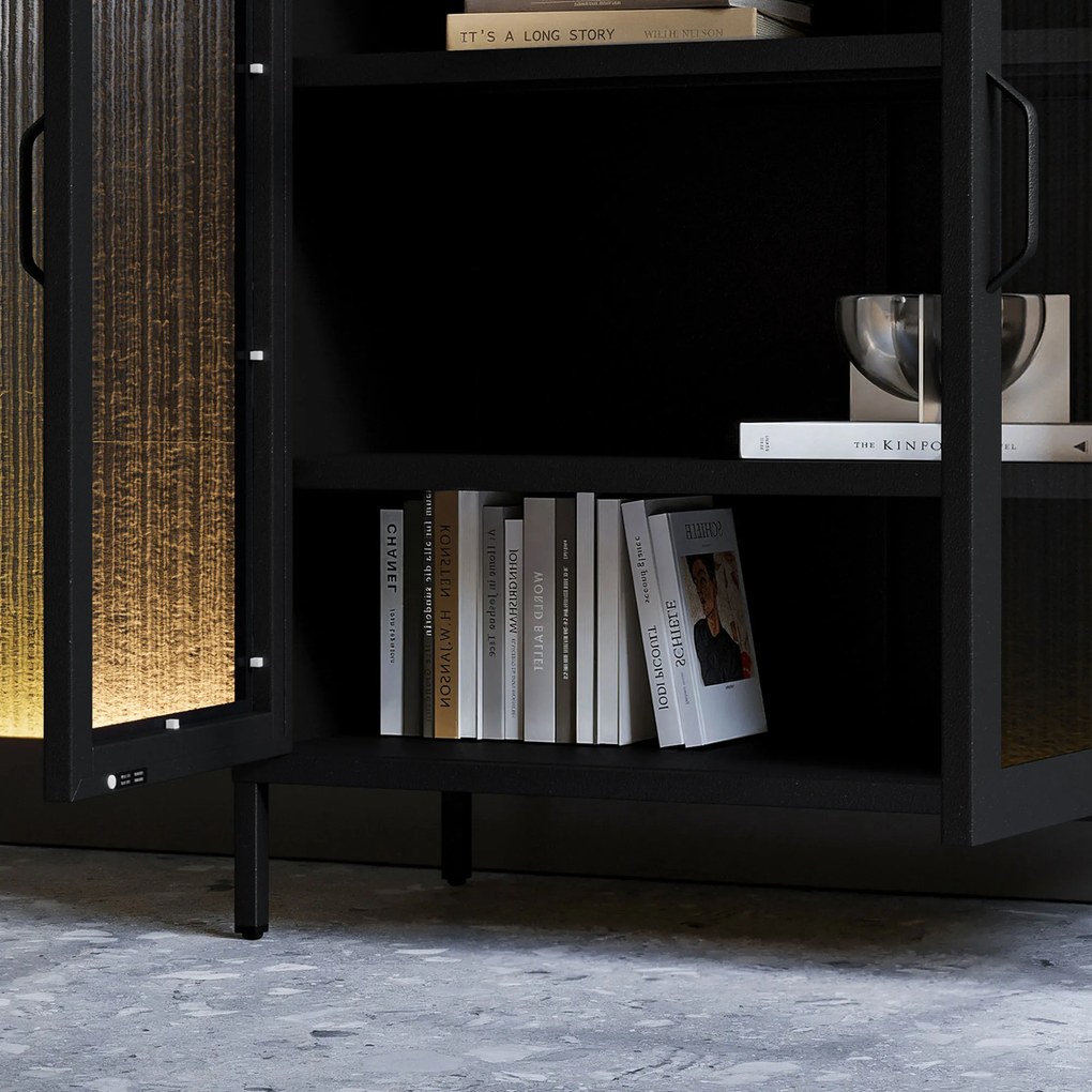 Čierna nízká sklenená vitrína GINA Modern 800 x 1015 x 400 mm