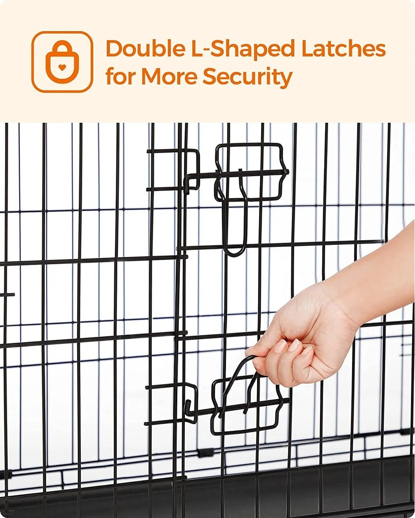 Klietka pre psov, XL prepravný box, skladací, 2 dvierka, čierna