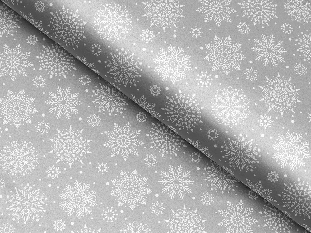 Biante Saténový obdĺžnikový obrus LUP-504 Snehové vločky na striebornom 140x200 cm