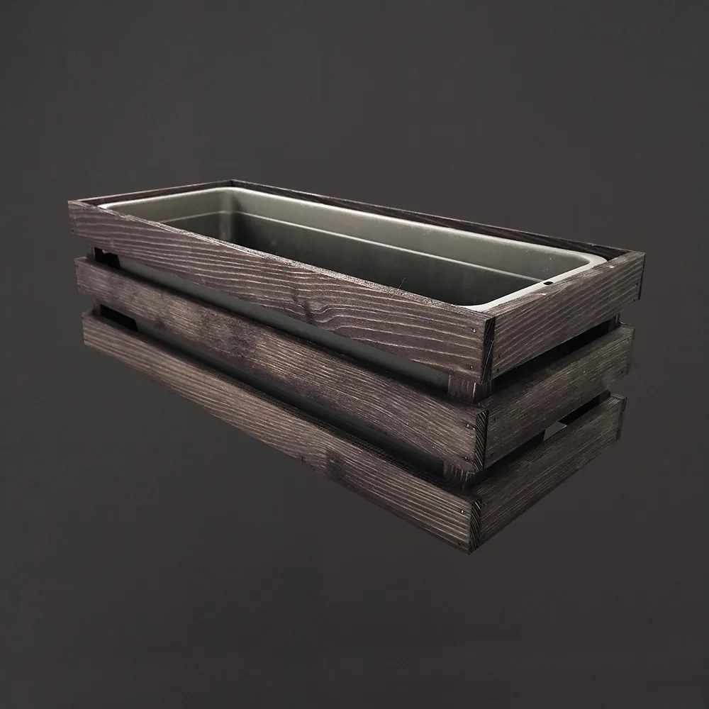 AMADEA Drevený obal na kvetináč tmavý, 52x21,5x17cm, český výrobok
