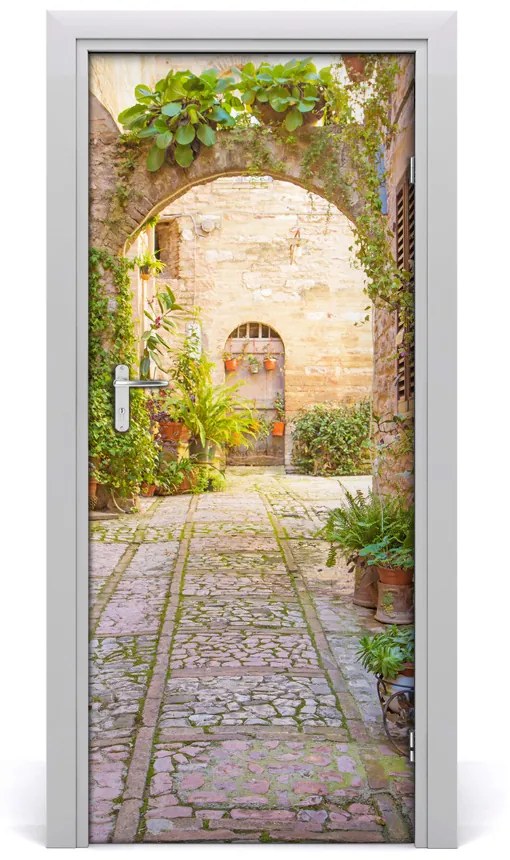 Fototapeta samolepiace dvere romatická ulice 75x205 cm