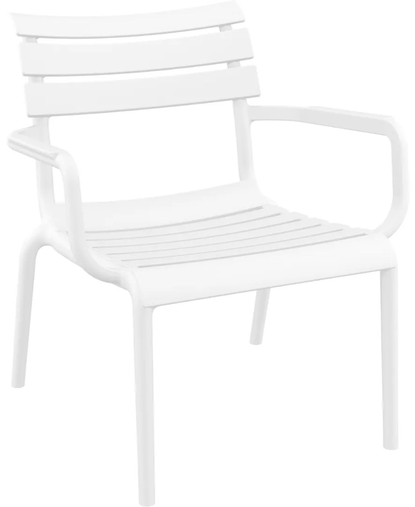 PARIS záhradné lounge kreslo s podrúčkami white