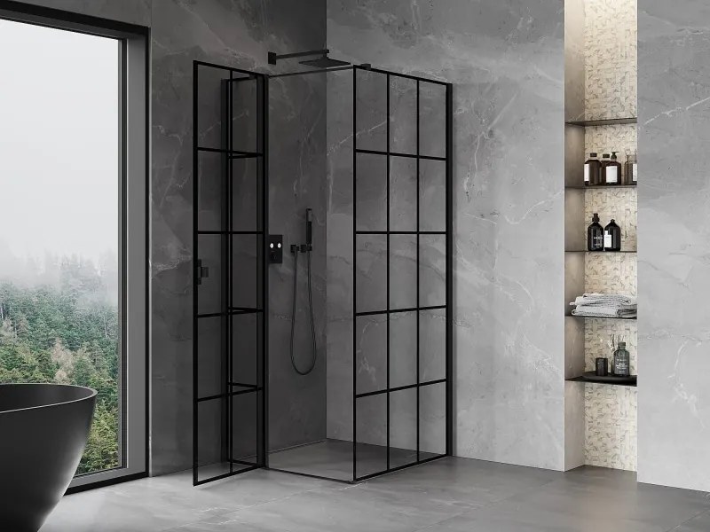 Mexen Mist T, sprchový kút s krídlovými dverami, ľavý, 120 x 120 cm, 8mm číre sklo, čierny profil, 8A4T-120-120-70-77-L