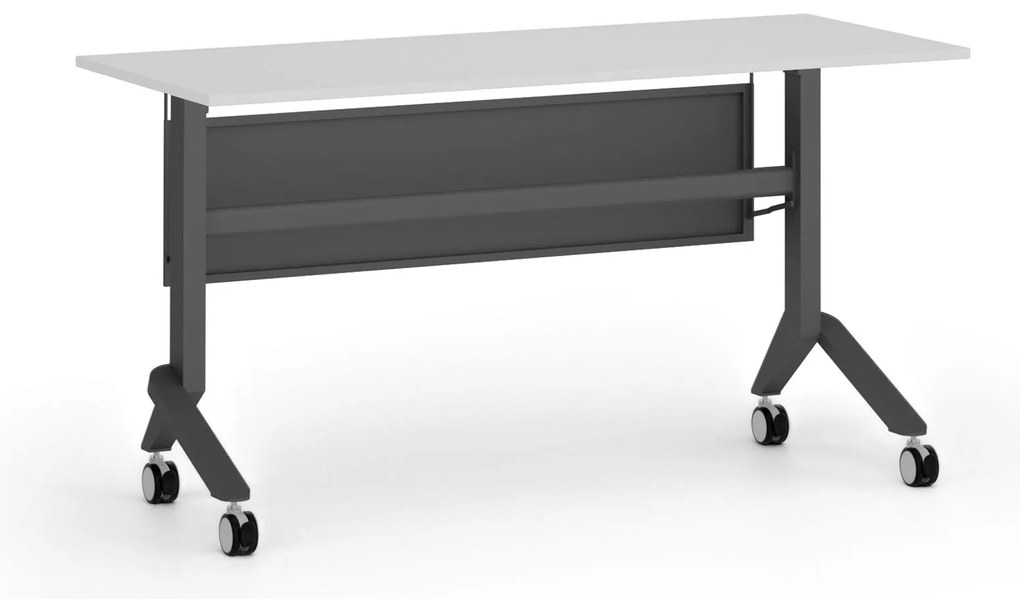 Mobilný stôl PRIMO MOVE, 140x60 cm, čierna podnož, biela