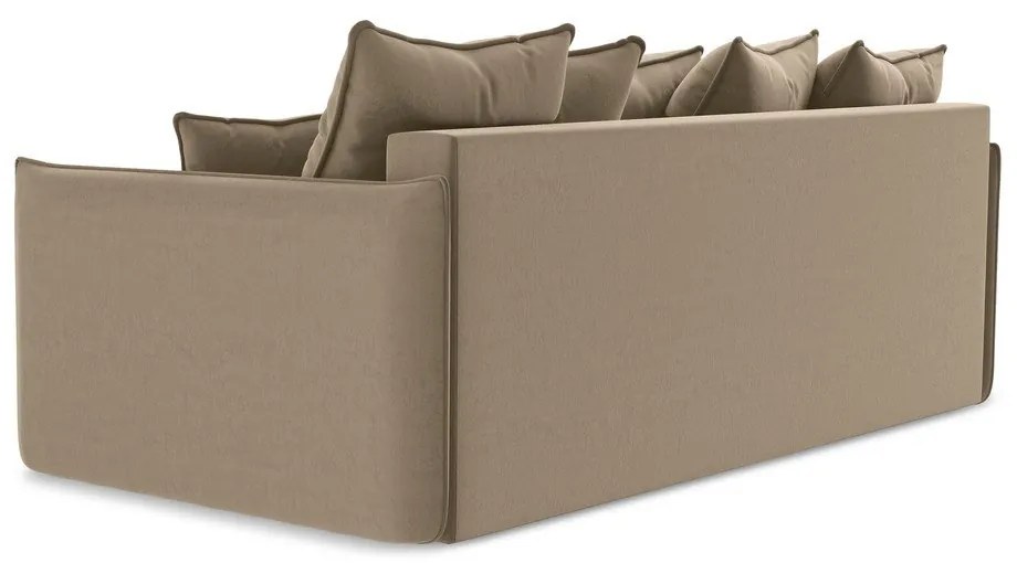 Svetlohnedá zamatová rozkladacia/s úložným priestorom pohovka 225 cm Hula – Makamii