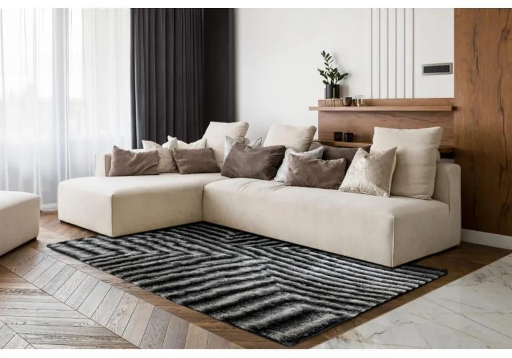 Luxusný kusový koberec shaggy Jansen sivý 120x160cm