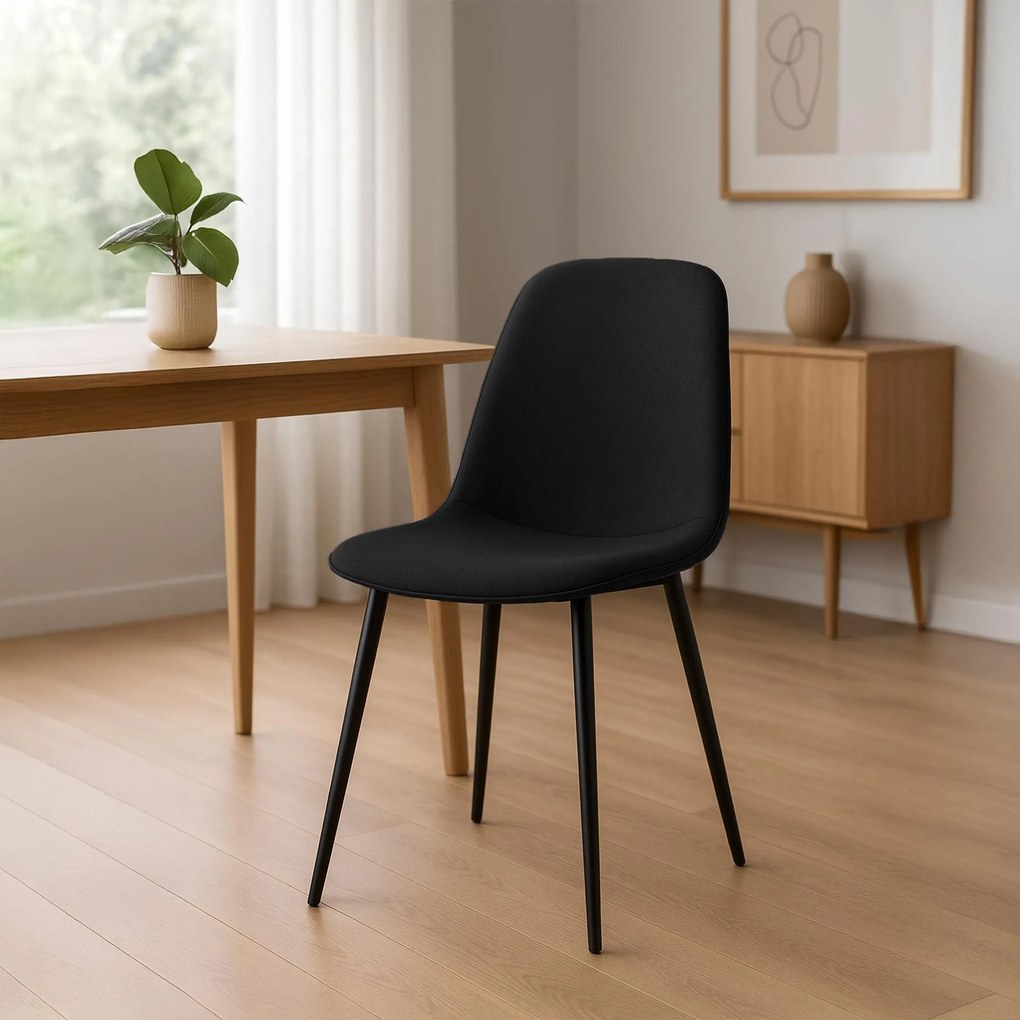 Sada 4 ks jedálenských stoličiek Maryam látka - čierna