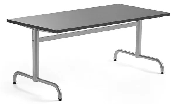 Stôl PLURAL, 1400x700x600 mm, linoleum - tmavošedá, strieborná