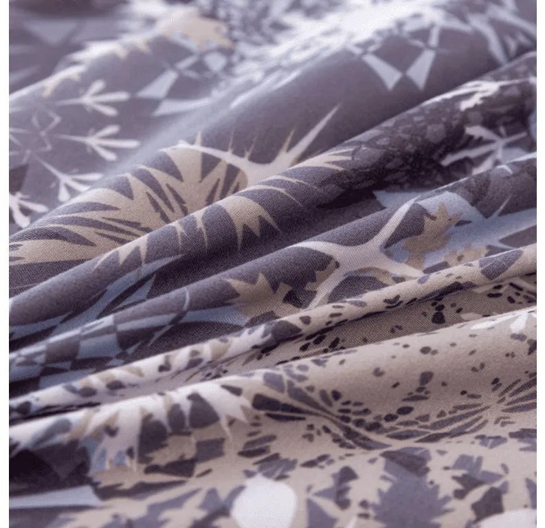 Sada 2ks obliečok z mikrovlákna SNOWFLAKE modrosivé + plachta Jersey 180x200cm biela, dvojlôžko