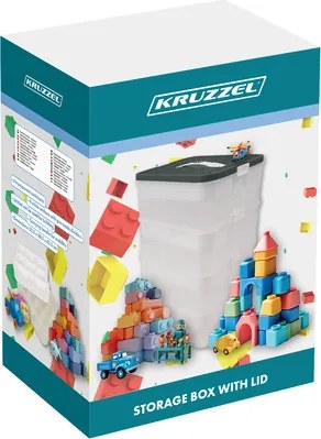 KRUZZEL Box na stavebnicu s 3 úrovňami - organizér na hračky - Kruzzel