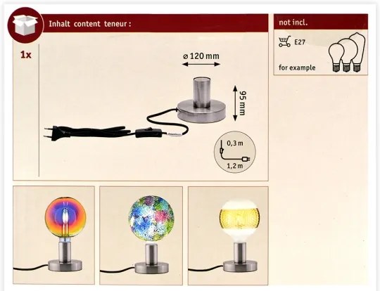 Paulmann 79759 - Stolná lampa HALDOR 1xE27/20W/230V