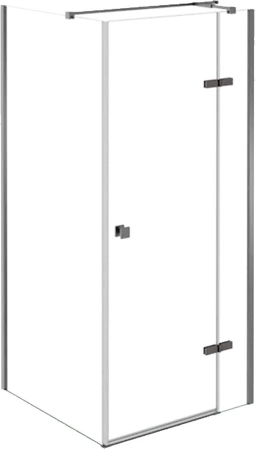 Besco Štvorcový sprchový kút PIXA GUN METAL SQ 90x90, výška 195 cm - bez vaničky BESCO-Orientácia: Ľavá
