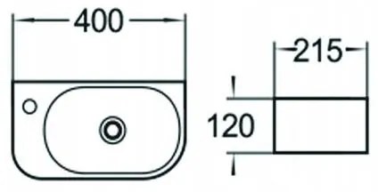 Mexen Viera, umývadlo na dosku 40x21x12 cm, pravé, svetlá šedá matná, 21274061R