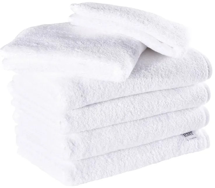Sada uteráky a osušky bavlnené biele 4 ks 50 x 90 cm + 2 ks 70 x 140 cm EMI