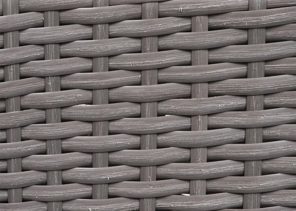 Záhradna jedálenská súprava 4 stoličiek a stola HWC-G19, polyratan, 120x75cm - sivá, vankúše tmavosivá