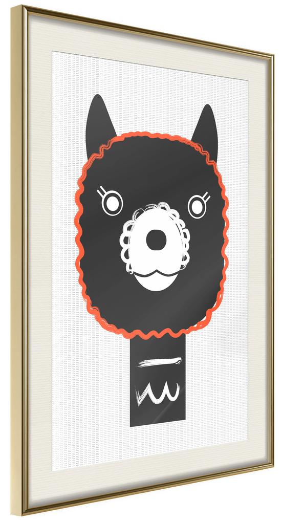 Artgeist Plagát - Decorative Alpaca [Poster] Veľkosť: 20x30, Verzia: Zlatý rám
