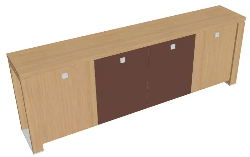 Nízka skriňa Verno+ S 260 x 46 x 90 cm, kombinované dvere, dub svetlý / hnedá
