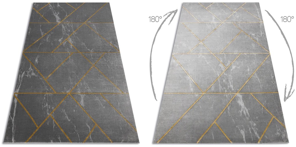 Koberec EMERALD exkluzívne 1012 glamour, štýlový geometrický, mramor sivo / zlatý