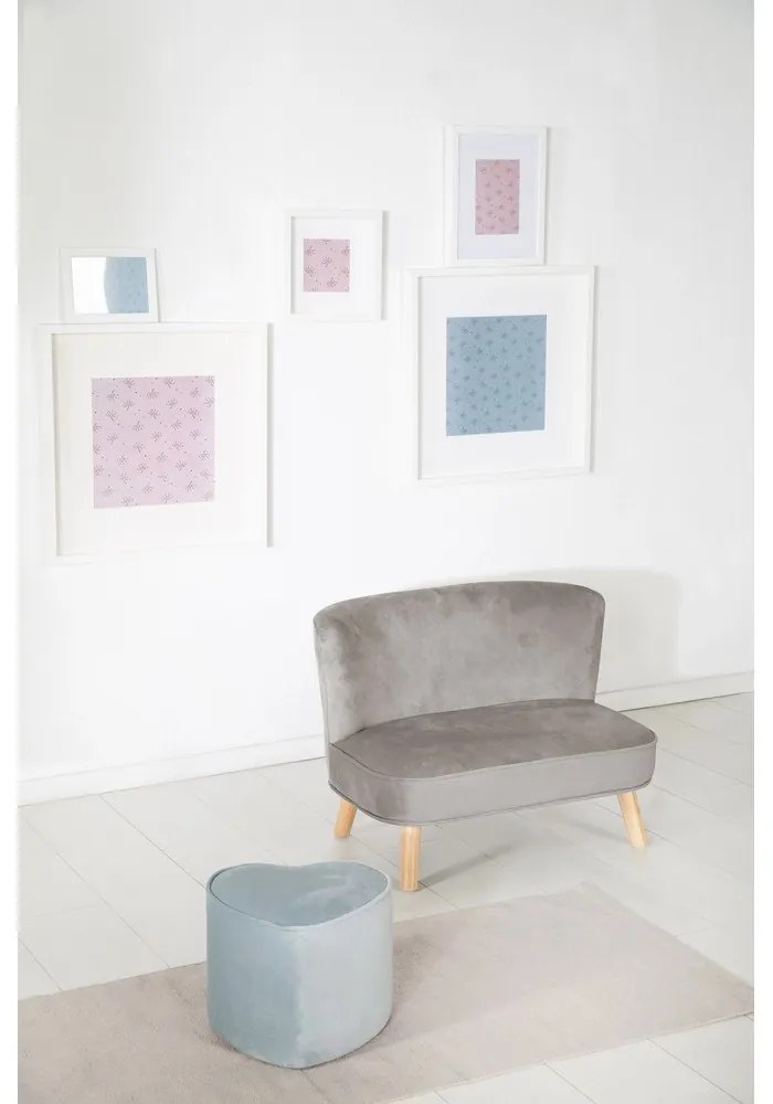 Svetlosivá zamatová detská pohovka 70 cm Lil Sofa – Roba