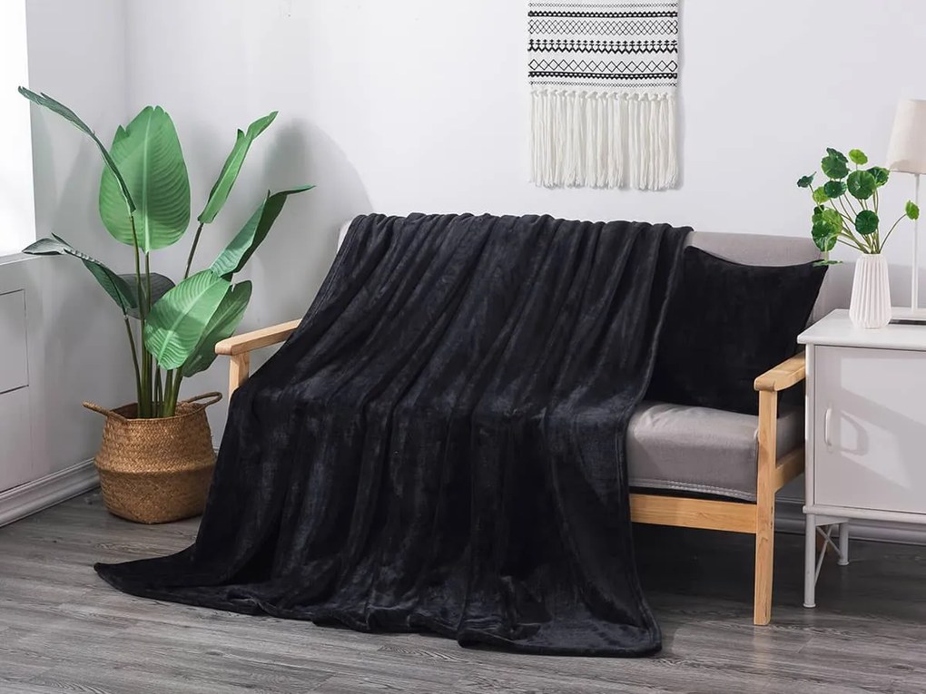 XPOSE® Mikroplyšová deka Exclusive - čierna 150x200 cm