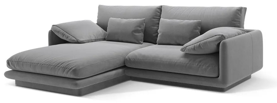 Svetlosivá zamatová rohová pohovka (ľavý roh/s leňoškou) Torino – Micadoni