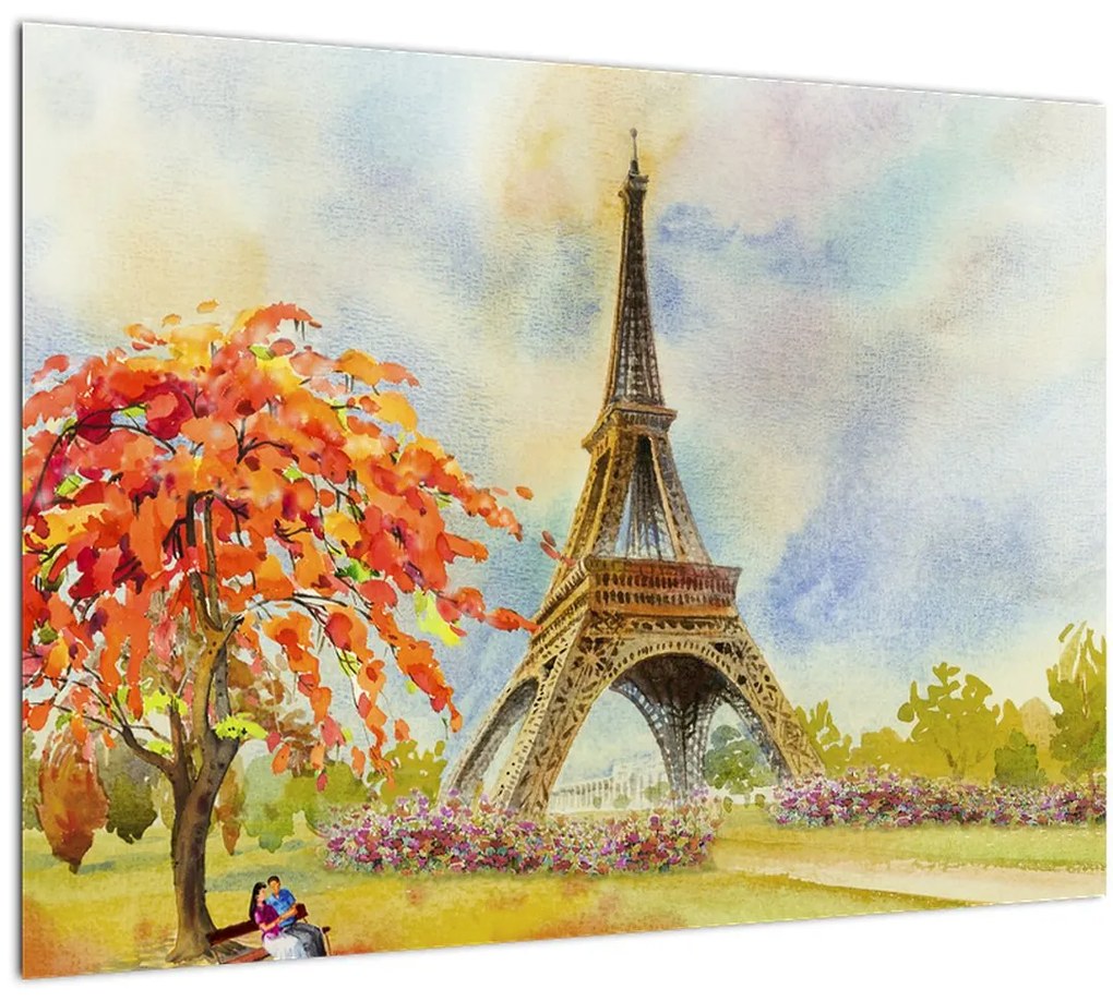 Maľovaný obraz Eiffelovej veže (70x50 cm)