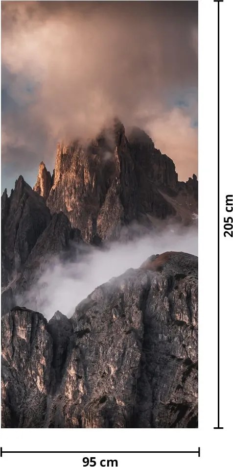 Fototapeta na dvere - Talianske Dolomity schované v hmle (95x205cm)
