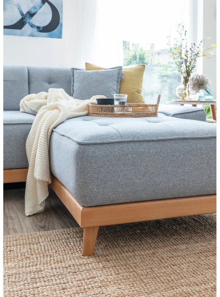 Svetlomodrá rozkladacia pohovka do "U" Miuform Dazzling Daisy, ľavý roh