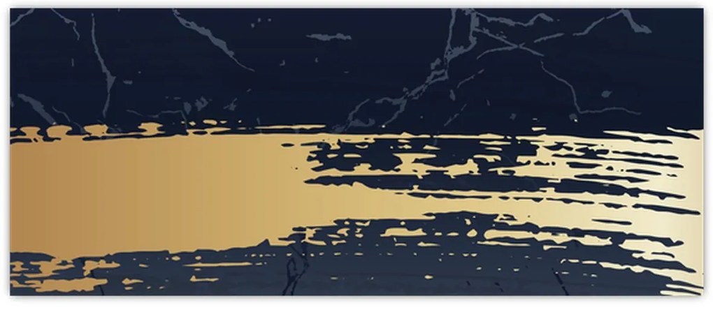 Obraz - Modrá a zlatá abstrakcia N⁰2 (120x50 cm)
