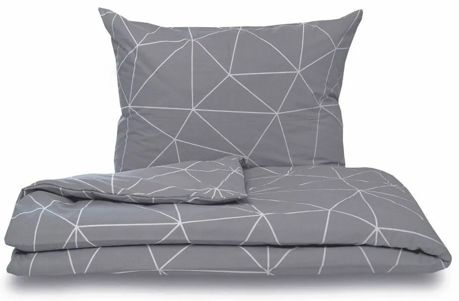 Kvalitex Bavlnené obliečky Nordic Grid sivá, 140 x 200 cm, 70 x 90 cm